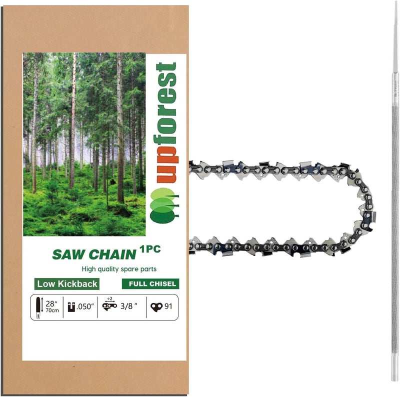 UPFOREST Stihl 28" Chainsaw Chain - 3/8" Pitch, .050 Gauge, 91 Drive Links - Fits MS440, MS660, MS460, MS441, Husqvarna H47-91, Oregon 72EXL091G, 72EXJ091G, Stihl 33RS91E, 33RSF91E (72MLPX91) - Image 1